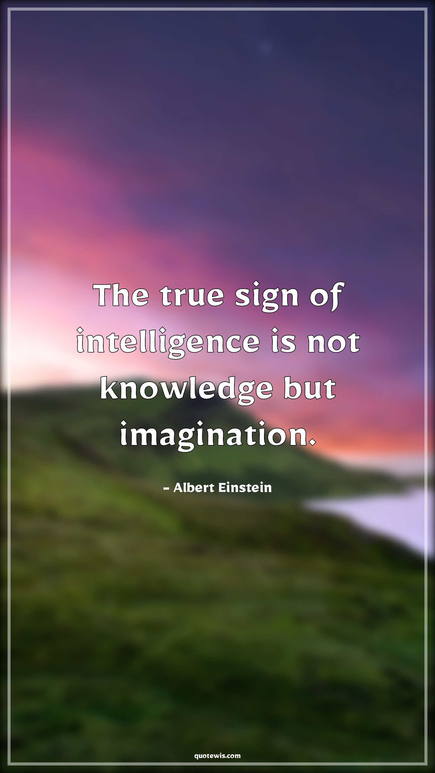 The true sign of intelligence is not knowledge but imagination. The true sign of intelligence is not knowledge but imagination.