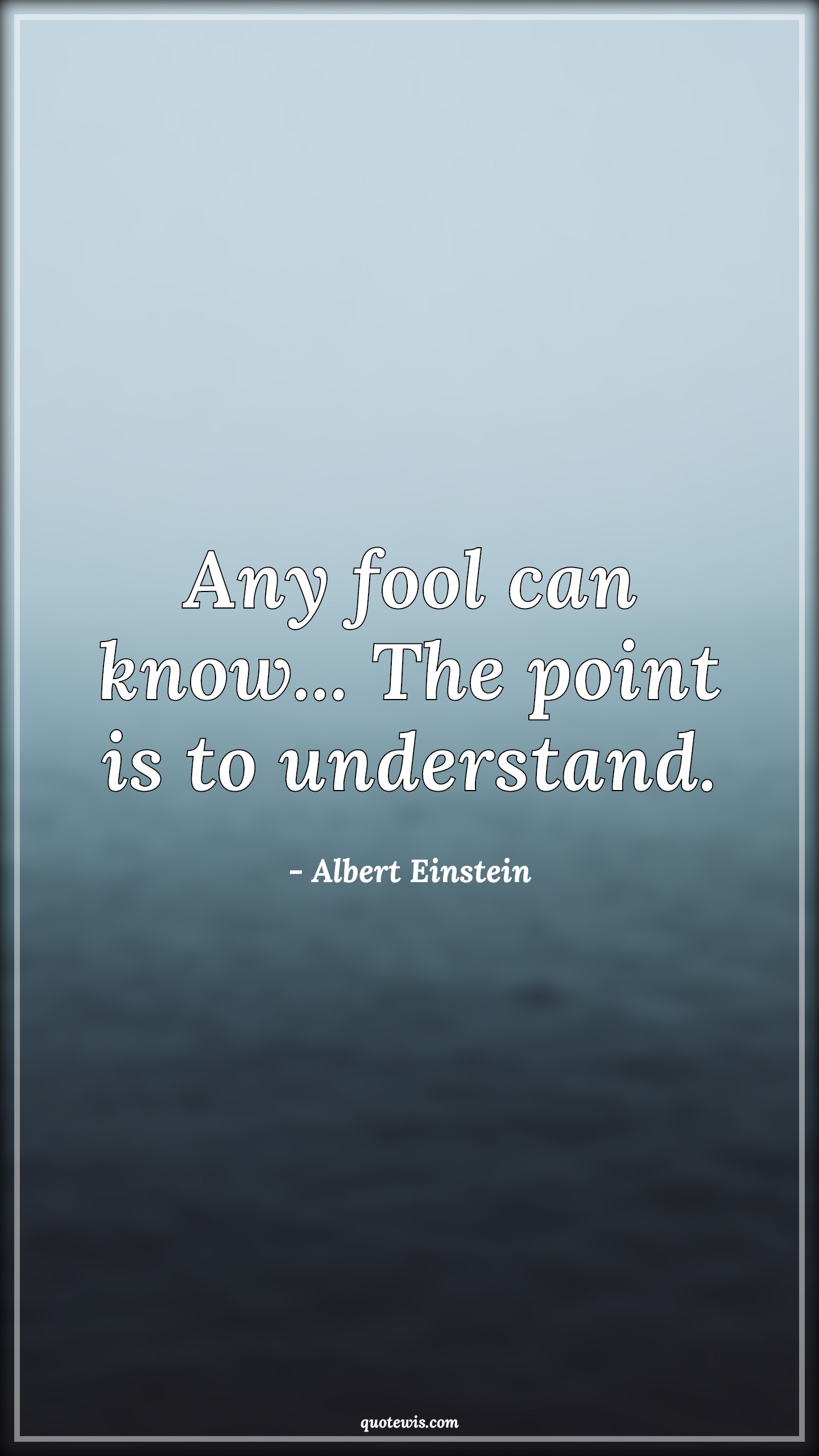 Any fool can know... The point is to understand. - Albert Einstein Quotes |  Any fool can know... The point is to understand. - Albert Einstein Quotes |