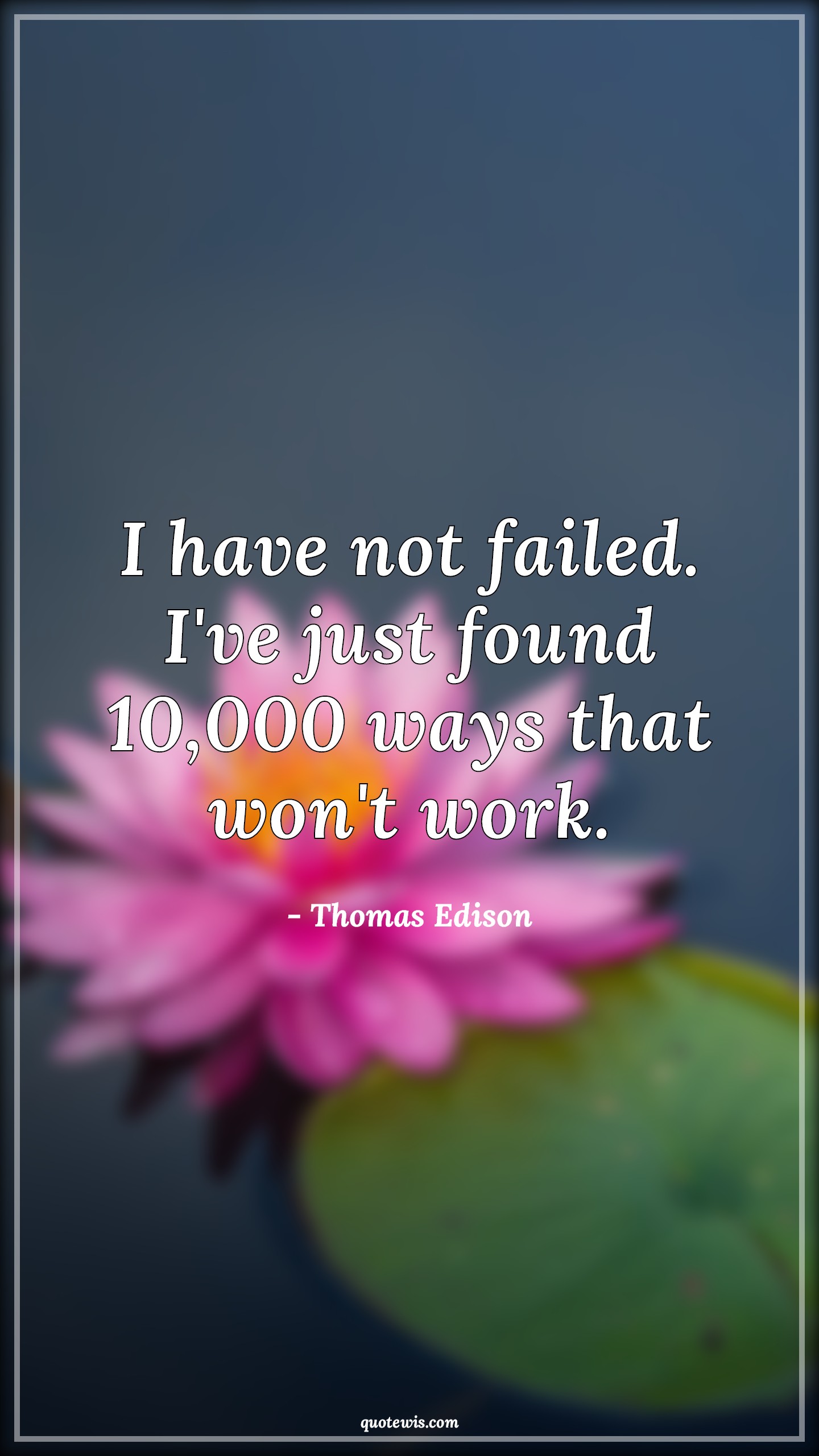 I have not failed. I've just found 10,000 ways that won't work. I have not failed. I've just found 10,000 ways that won't work.