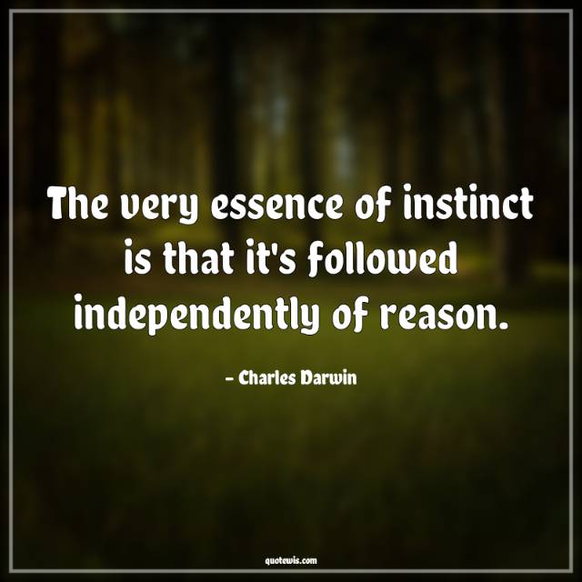 The very essence of instinct is that it's followed independently of reason. The very essence of instinct is that it's followed independently of reason.
