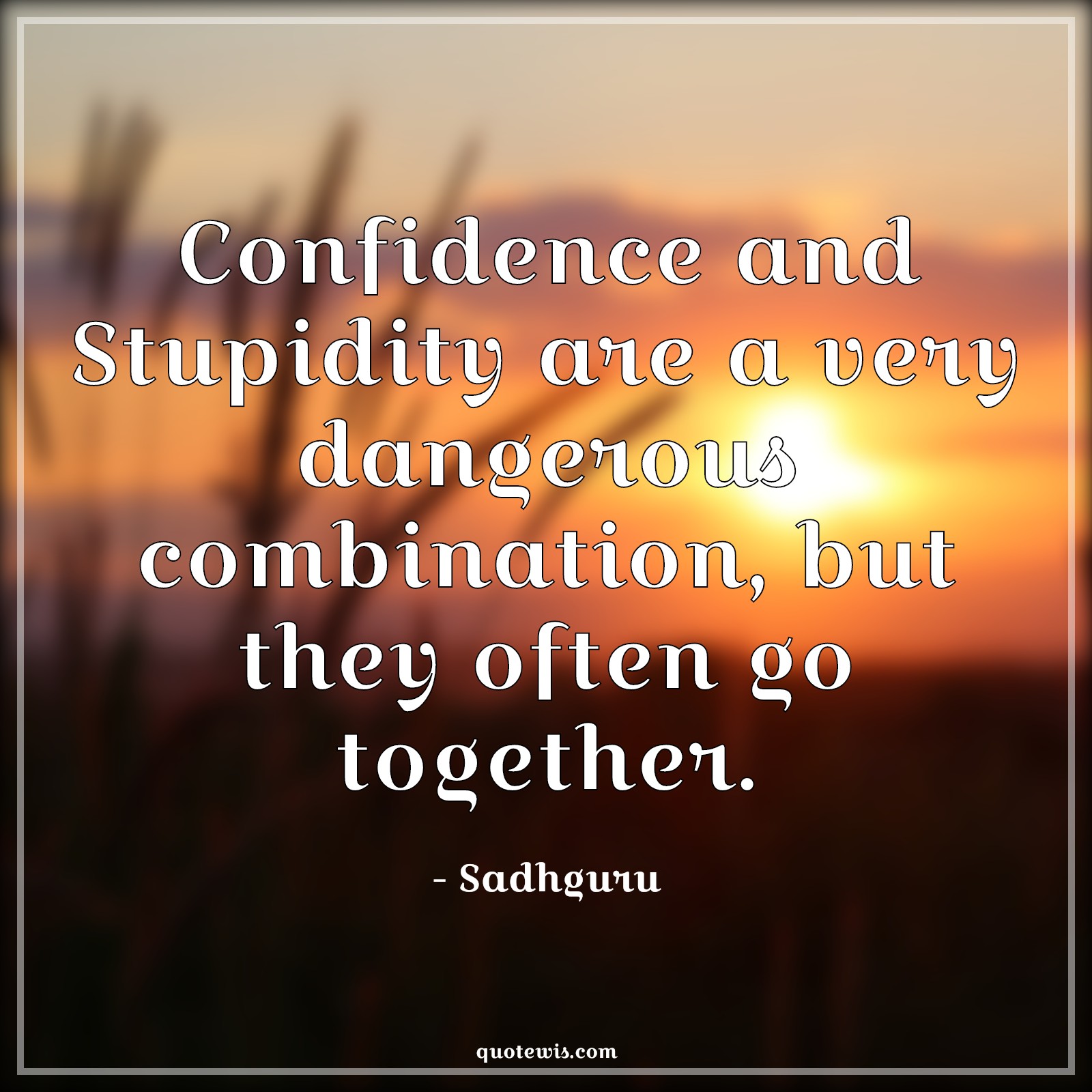 Confidence and Stupidity are a very dangerous combination, but they often go together. - Sadhguru Quotes | Confidence and Stupidity are a very dangerous combination, but they often go together. - Sadhguru Quotes |