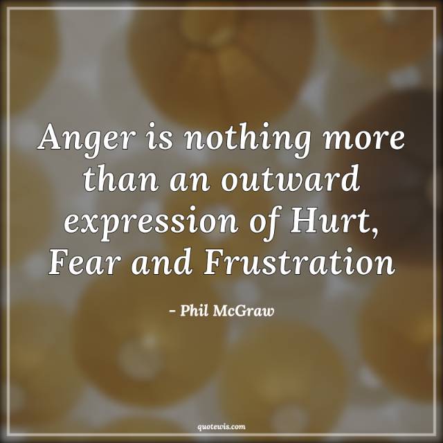 Anger is nothing more than an outward expression of Hurt, Fear and Frustration Anger is nothing more than an outward expression of Hurt, Fear and Frustration