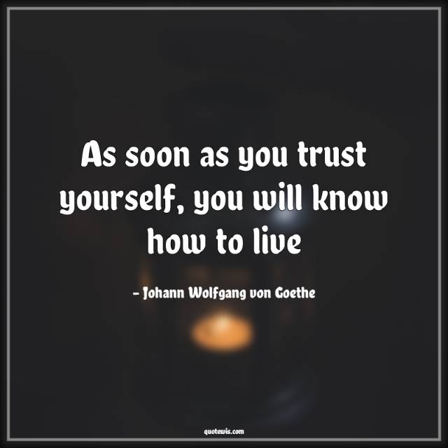 As soon as you trust yourself, you will know how to live As soon as you trust yourself, you will know how to live