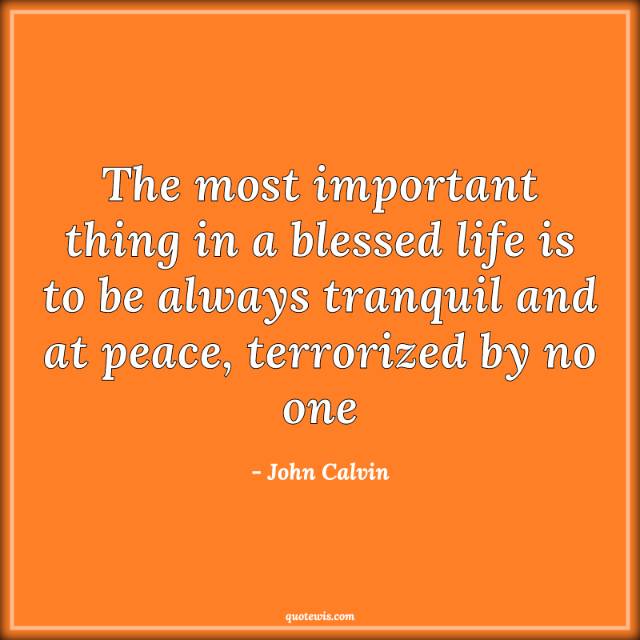 The most important thing in a blessed life is to be always tranquil and at peace, terrorized by no one The most important thing in a blessed life is to be always tranquil and at peace, terrorized by no one