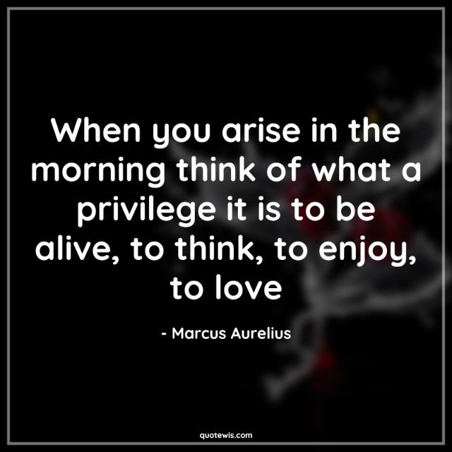 When you arise in the morning think of what a privilege it is to be alive, to think, to enjoy, to love When you arise in the morning think of what a privilege it is to be alive, to think, to enjoy, to love