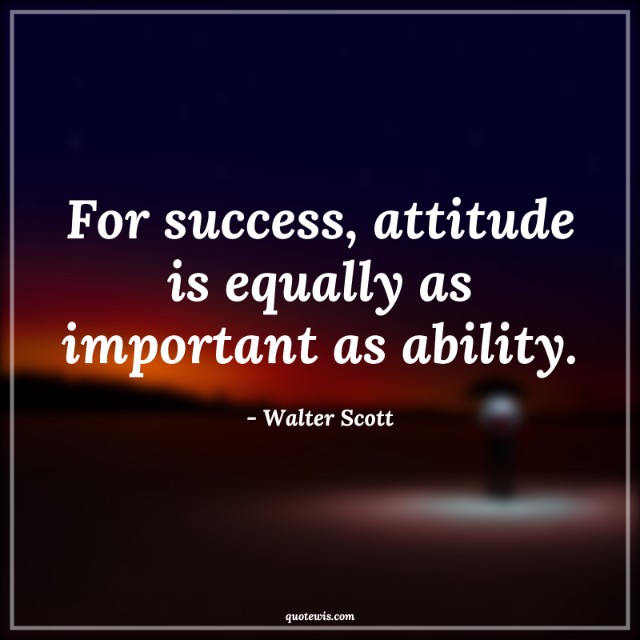 For success, attitude is equally as important as ability. For success, attitude is equally as important as ability.