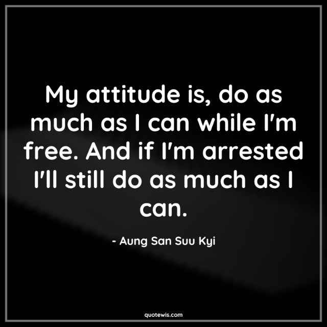 My attitude is, do as much as I can while I'm free. And if I'm arrested I'll still do as much as I can. My attitude is, do as much as I can while I'm free. And if I'm arrested I'll still do as much as I can.
