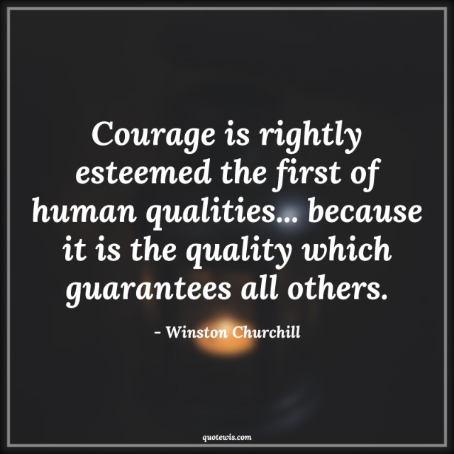 Courage is rightly esteemed the first of human qualities... because it is the quality which guarantees all others. Courage is rightly esteemed the first of human qualities... because it is the quality which guarantees all others.