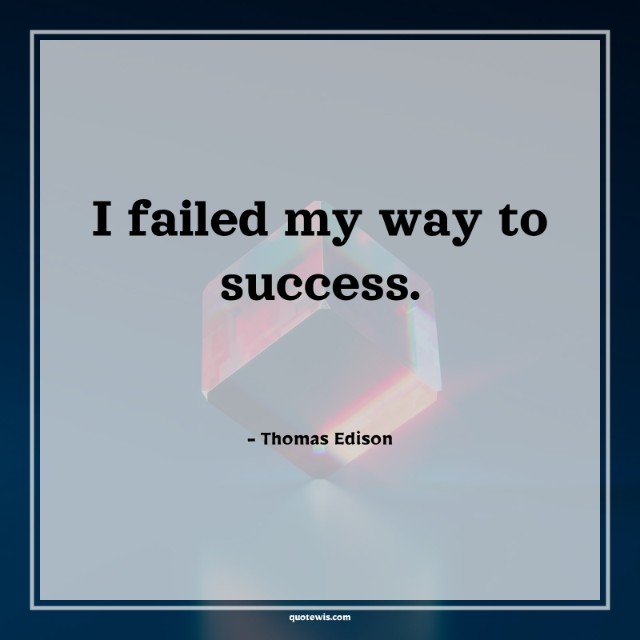 I failed my way to success. I failed my way to success.