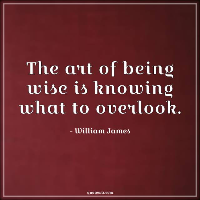 The art of being wise is knowing what to overlook. The art of being wise is knowing what to overlook.