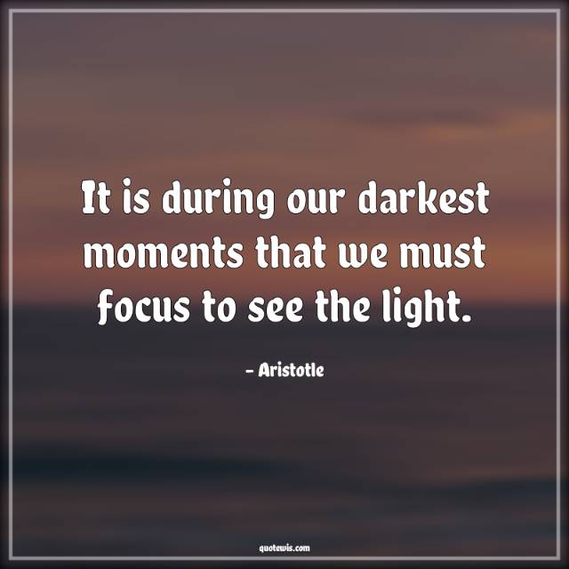 It is during our darkest moments that we must focus to see the light. It is during our darkest moments that we must focus to see the light.