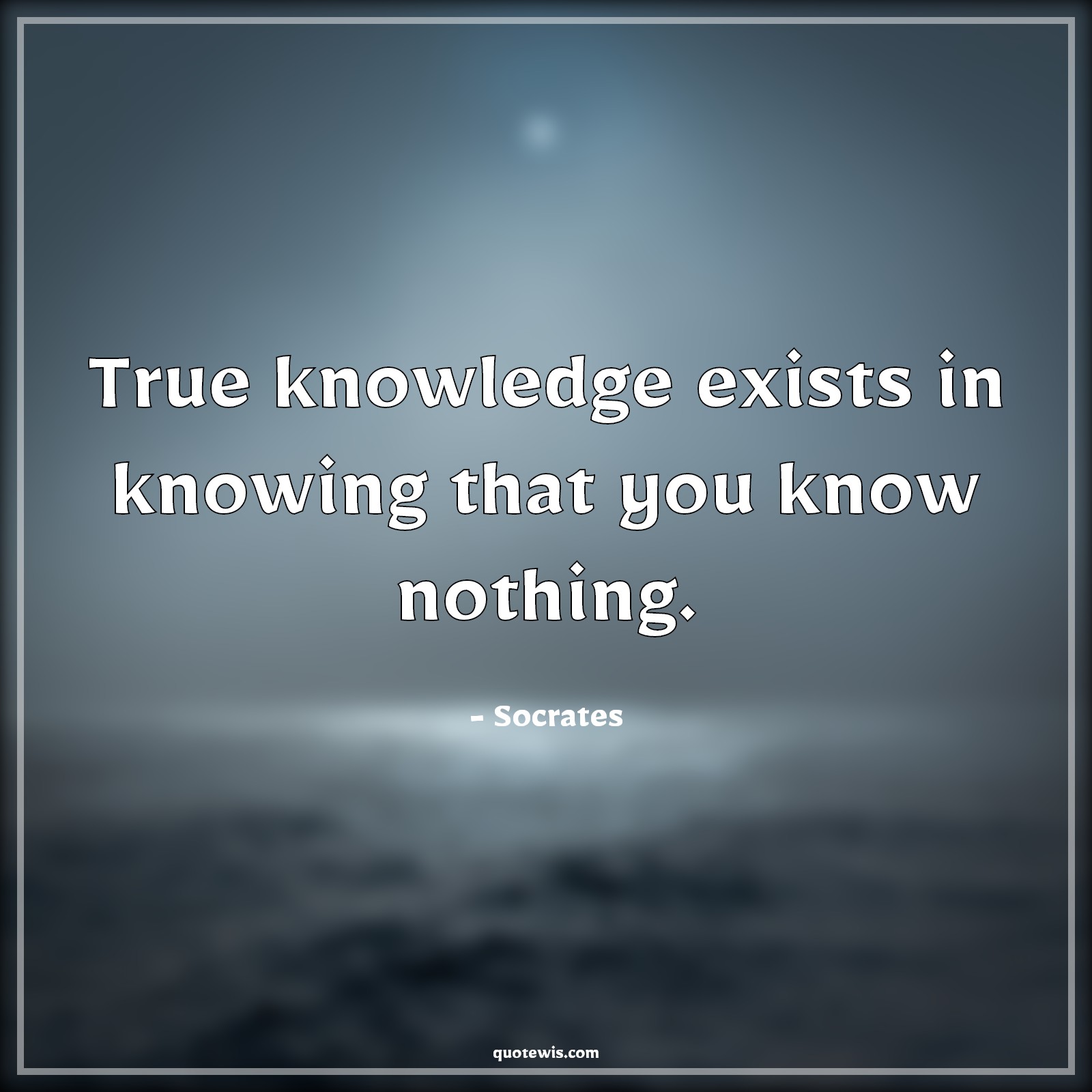 True knowledge exists in knowing that you know nothing. True knowledge exists in knowing that you know nothing.