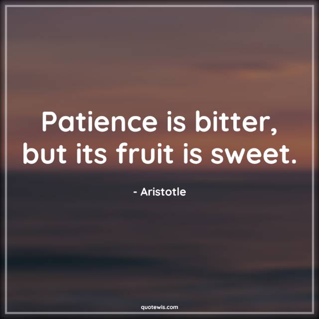 Patience is bitter, but its fruit is sweet. Patience is bitter, but its fruit is sweet.
