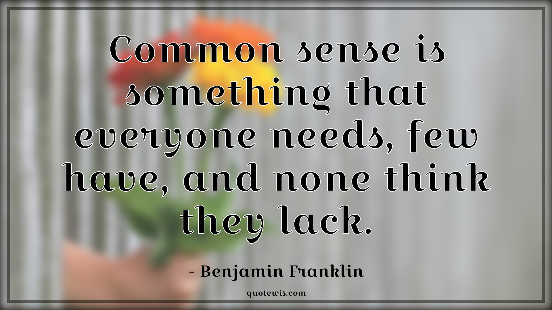 Common sense is something that everyone needs, few have, and none think they lack. - Benjamin Franklin Quotes |  Common sense Quotes, Human nature Quotes, Stupidity Quotes, Sarcastic Quotes, Character Quotes, Everyone Quotes,