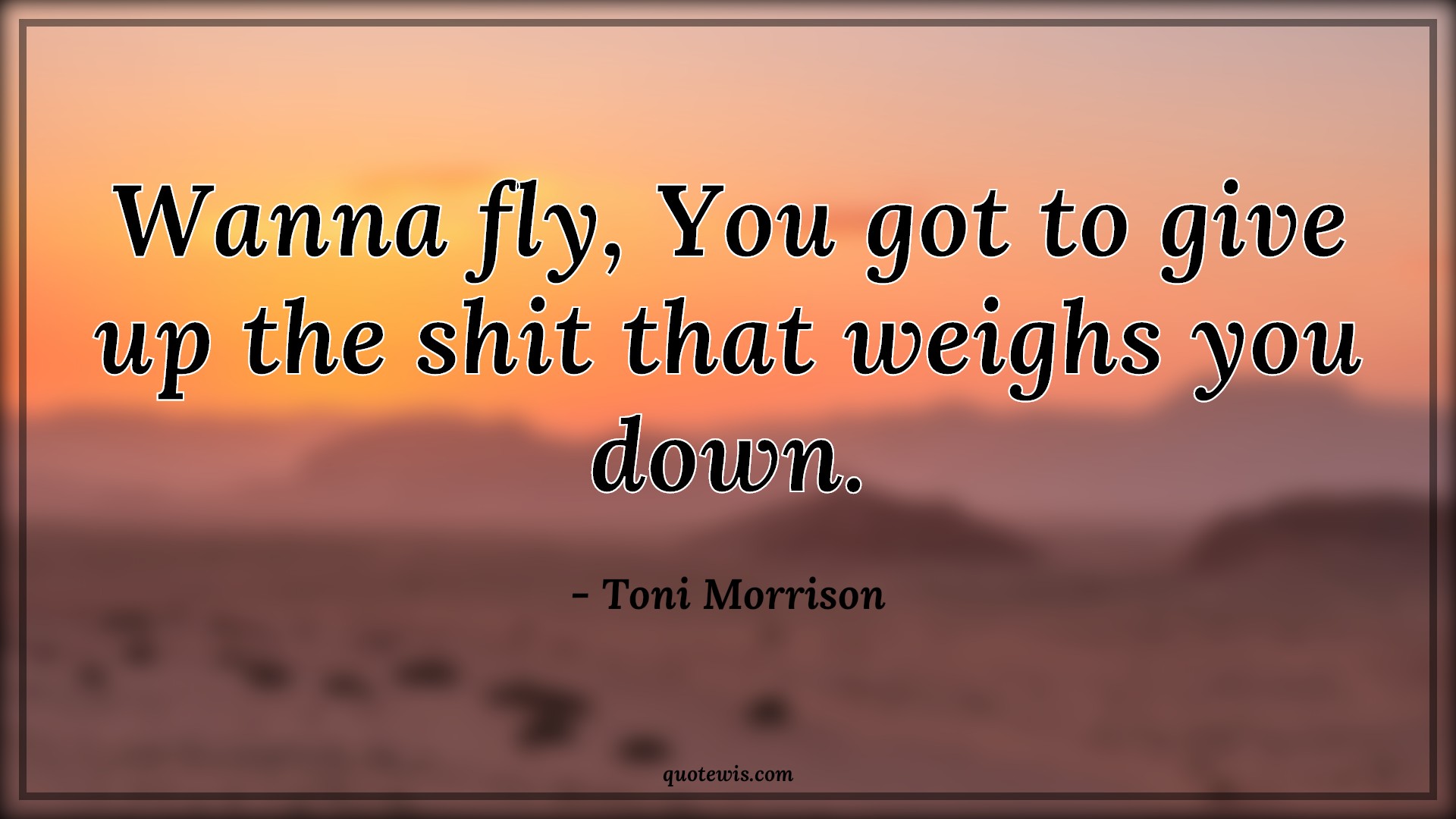 Wanna fly, You got to give up the shit that weighs you down. - Toni Morrison Quotes | 