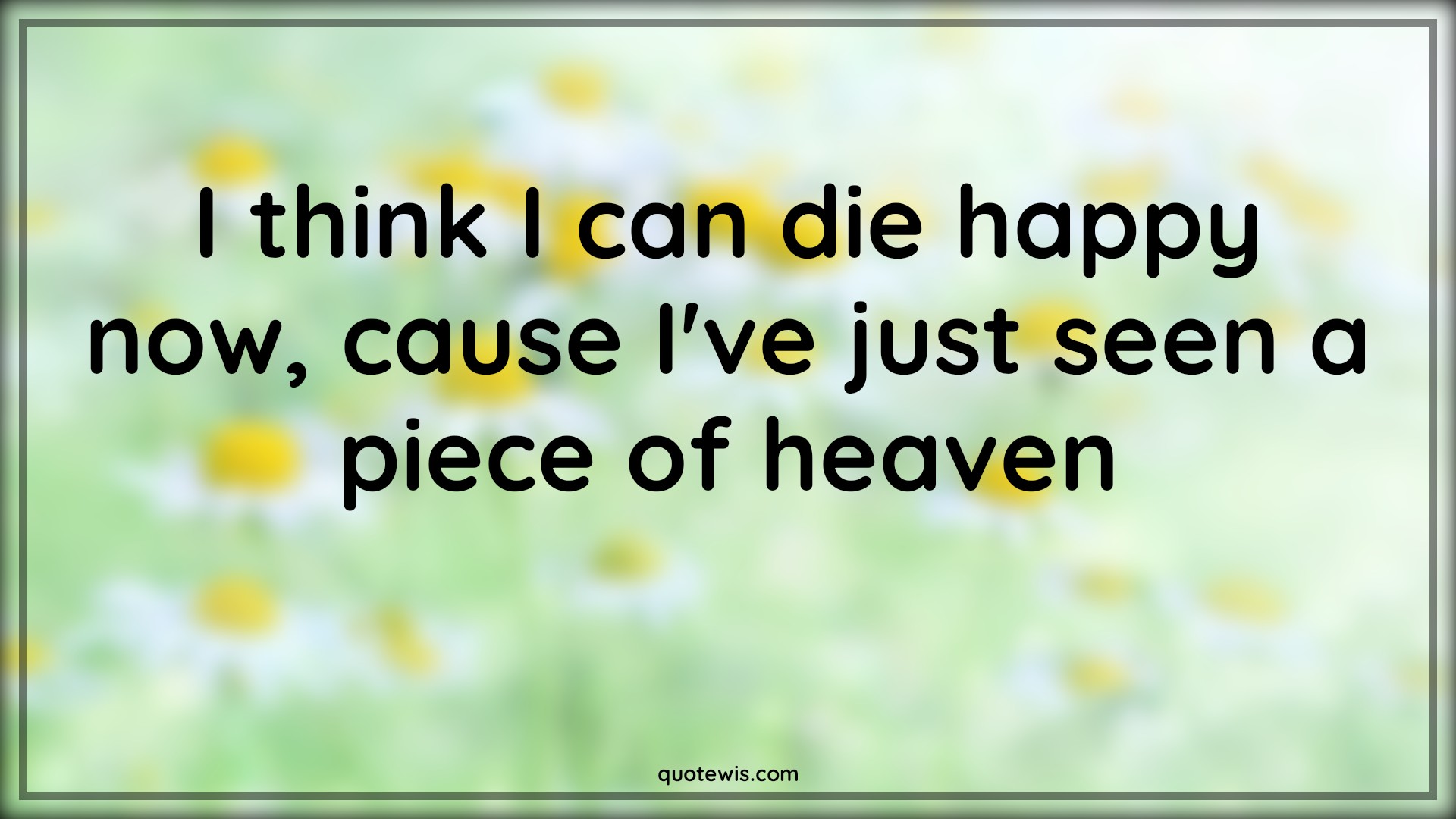 I think I can die happy now, cause I've just seen a piece of heaven - Anonymous Quotes | 