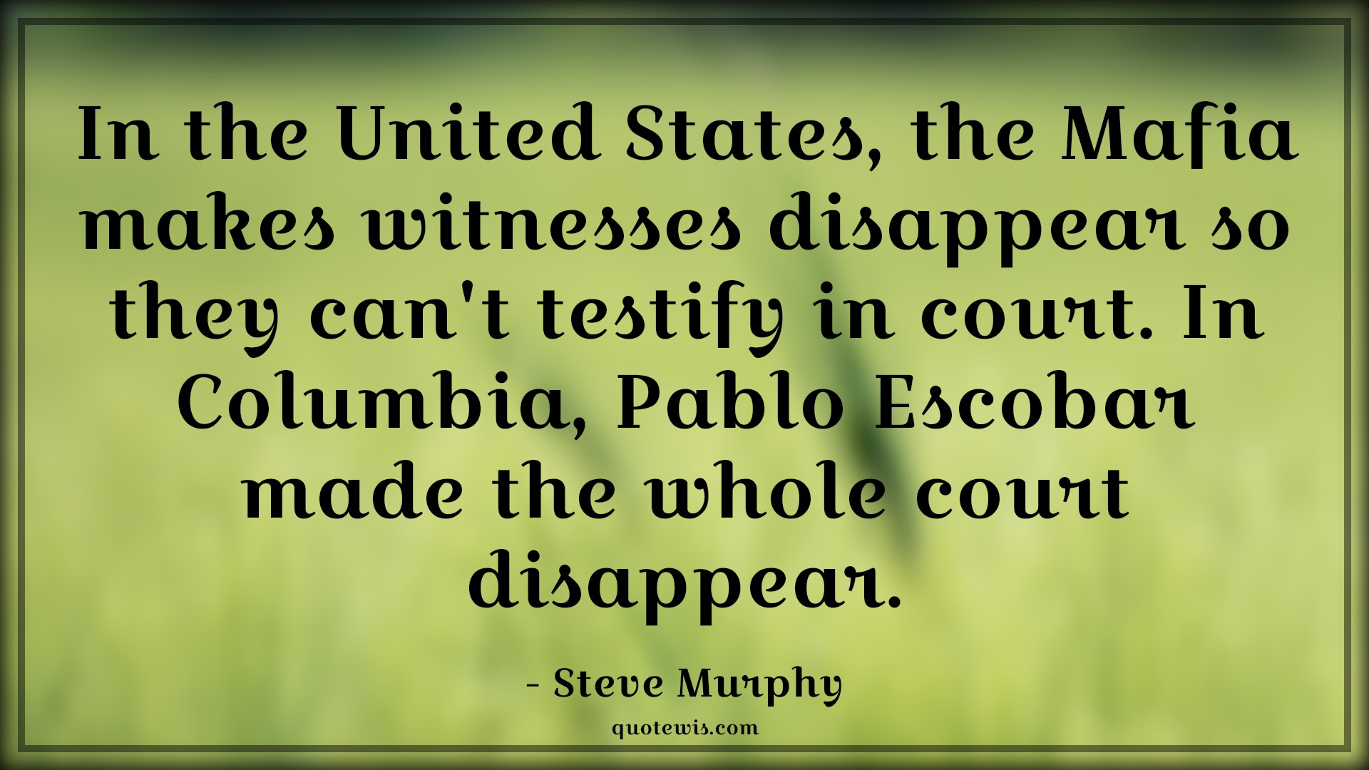 In the United States, the Mafia makes witnesses disappear so they can't testify in court. In Columbia, Pablo Escobar made the whole court disappear. - Steve Murphy Quotes |  Narcos Quotes, Tv shows & series Quotes,