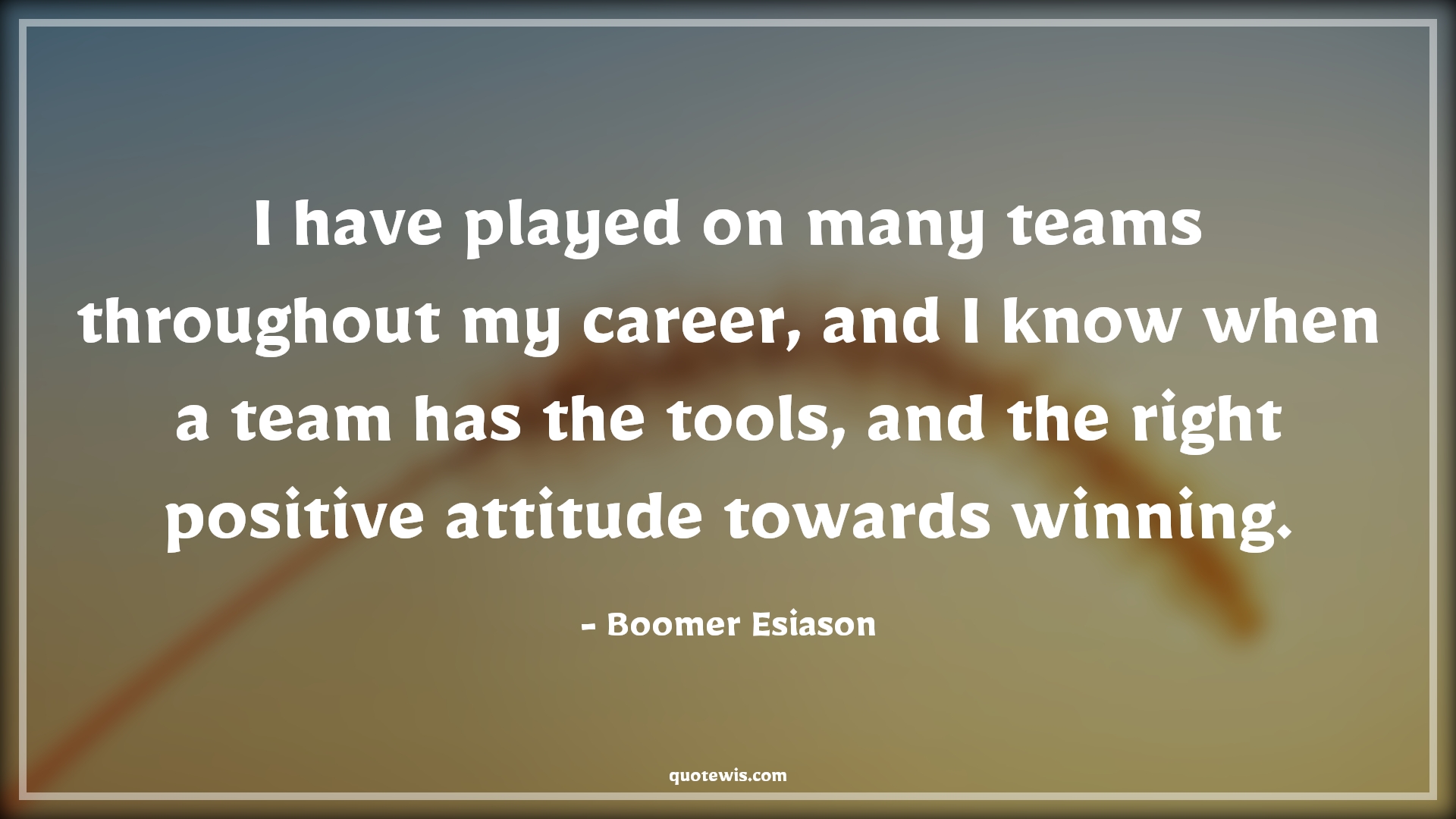 I have played on many teams throughout my career, and I know when a team has the tools, and the right positive attitude towards winning. - Boomer Esiason Quotes |  Attitude Quotes,