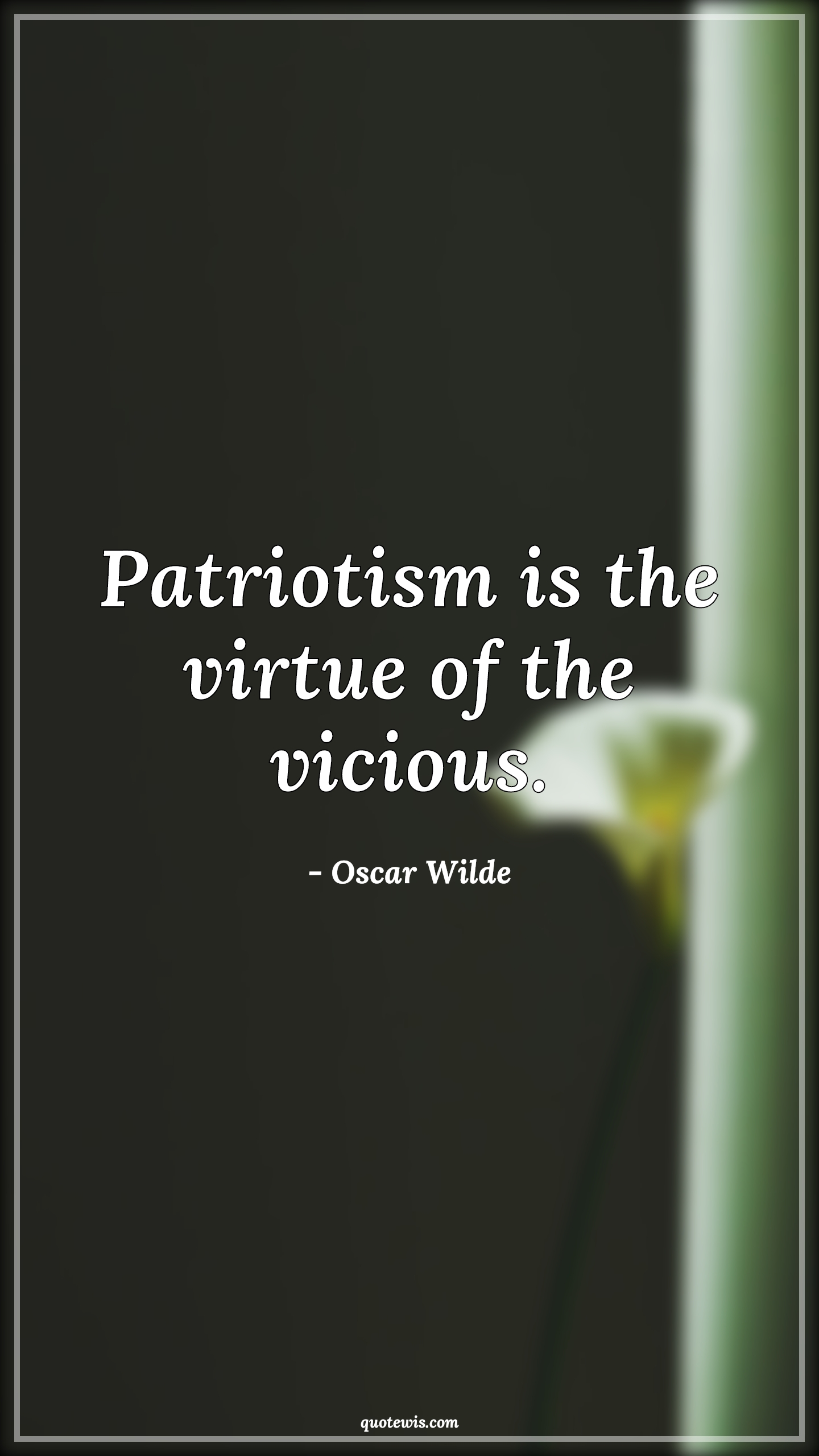 Patriotism is the virtue of the vicious. - Oscar Wilde Quotes |  Patriotism Quotes,