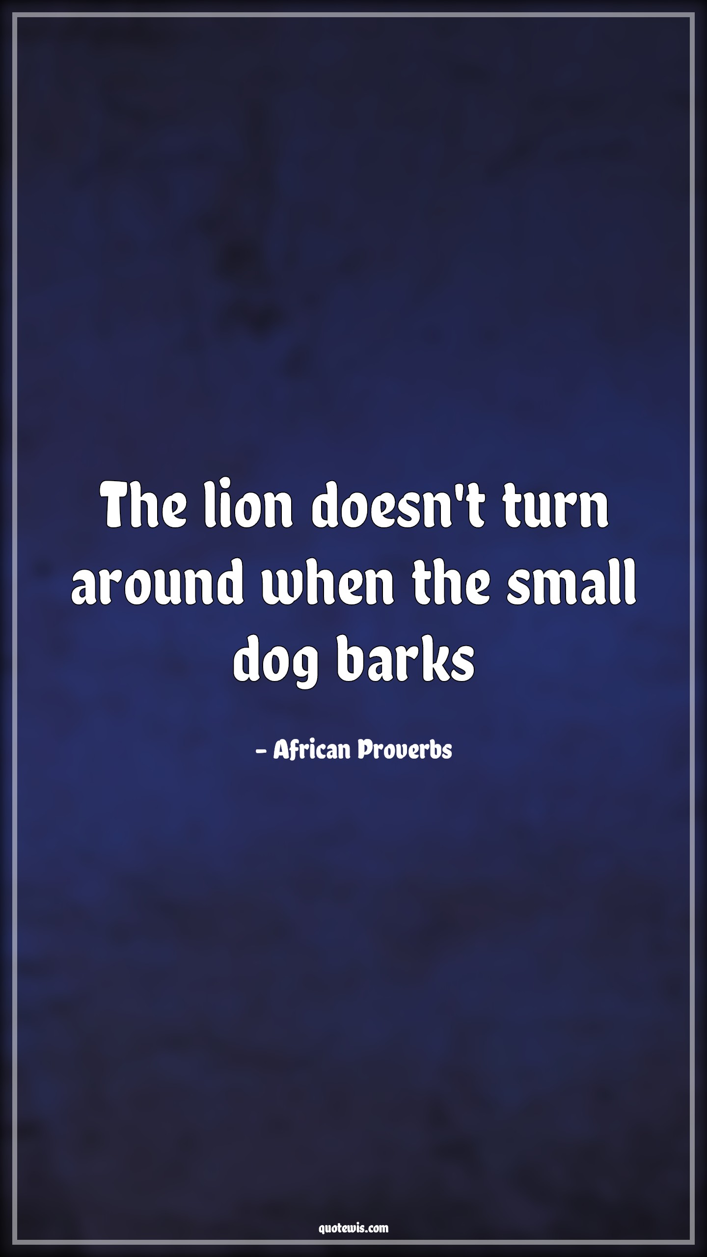 The lion doesn't turn around when the small dog barks - African Proverbs Quotes | 