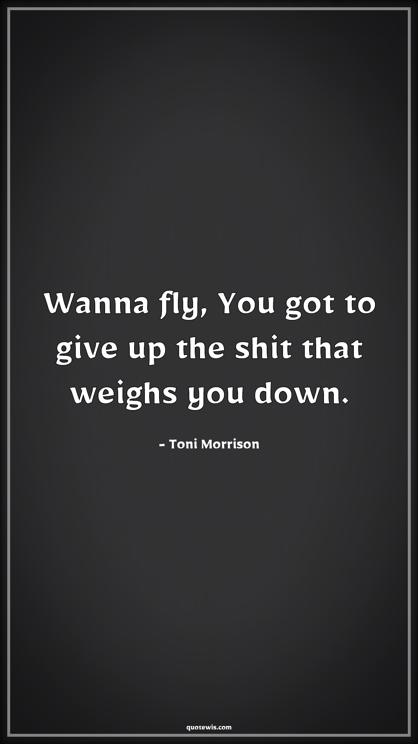 Wanna fly, You got to give up the shit that weighs you down. - Toni Morrison Quotes | 
