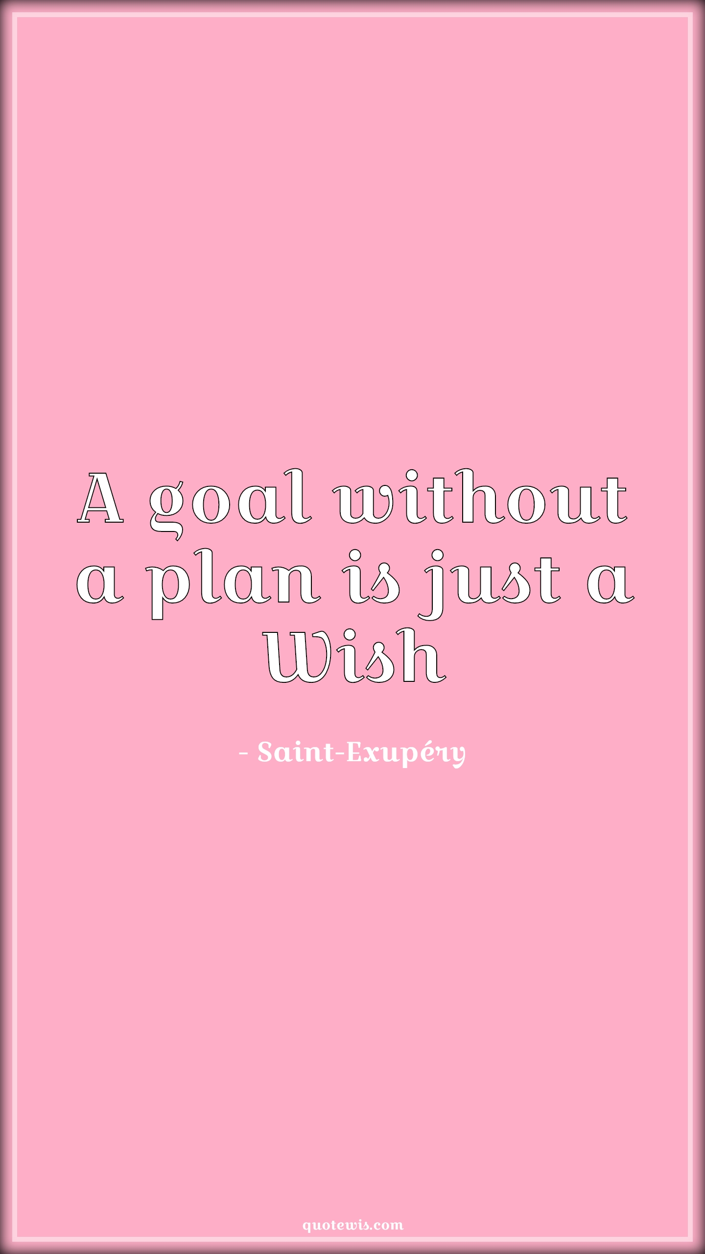 A goal without a plan is just a Wish - Saint-Exupéry Quotes | 