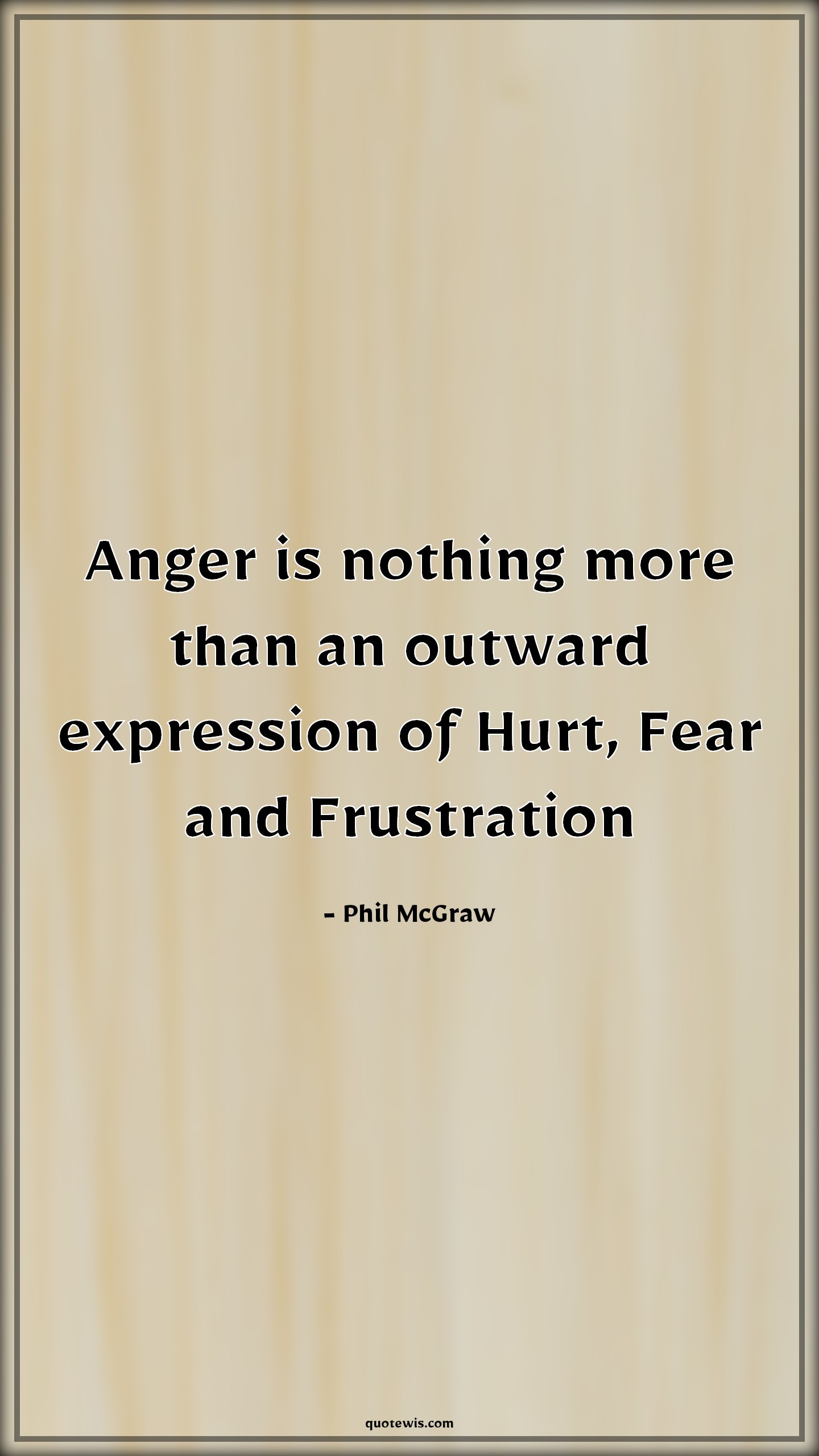 Anger is nothing more than an outward expression of Hurt, Fear and Frustration - Phil McGraw Quotes | 