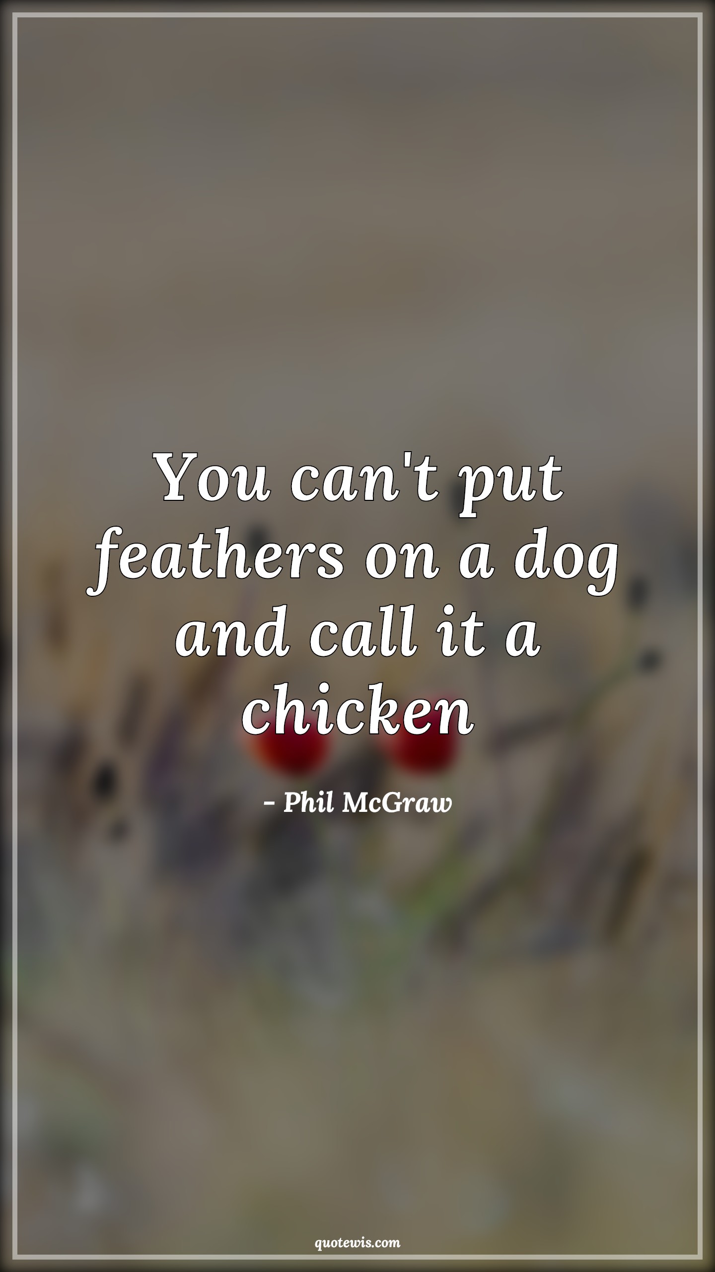You can't put feathers on a dog and call it a chicken - Phil McGraw Quotes | 