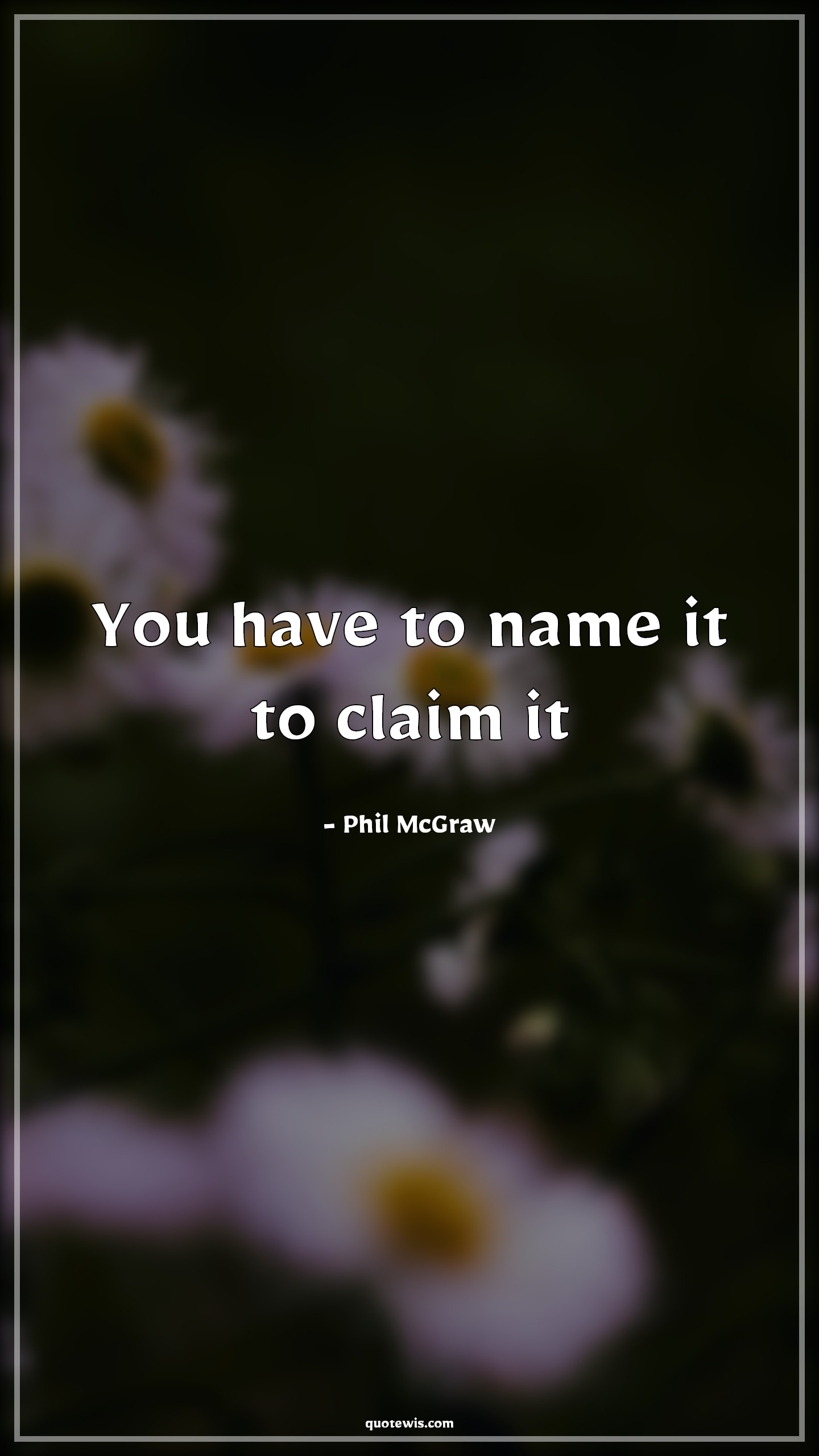 You have to name it to claim it - Phil McGraw Quotes | 
