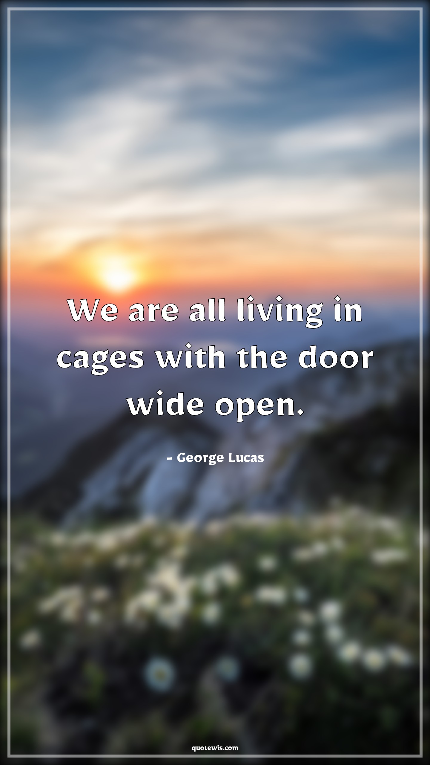 We are all living in cages with the door wide open. - George Lucas Quotes |  Freedom Quotes, Short freedom Quotes, Living Quotes, Cage Quotes, Open Quotes,