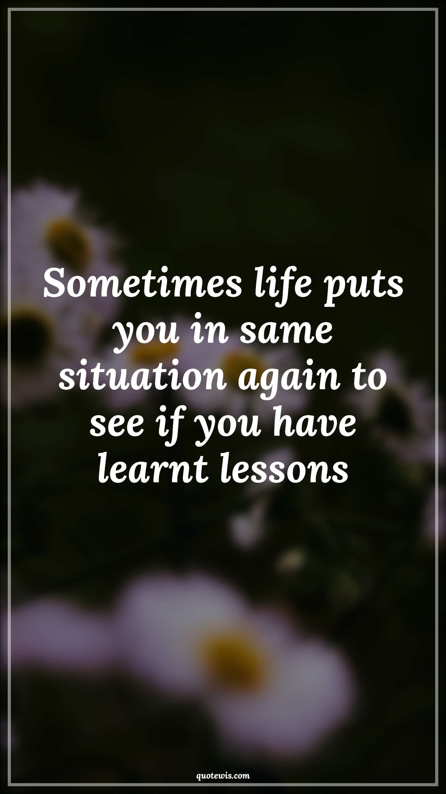 Sometimes life puts you in same situation again to see if you have learnt lessons - Anonymous Quotes | 
