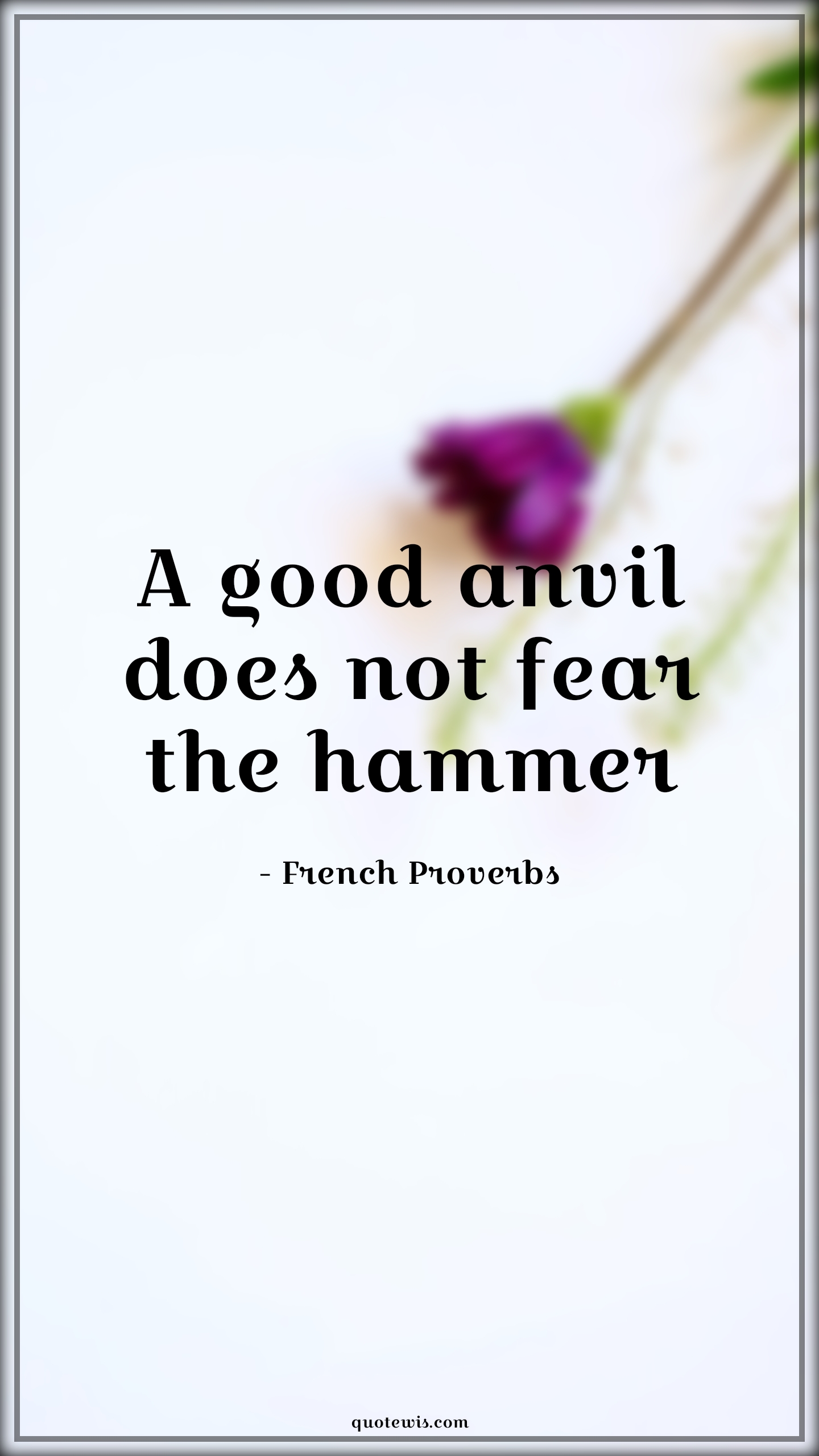 A good anvil does not fear the hammer - French Proverbs Quotes | 