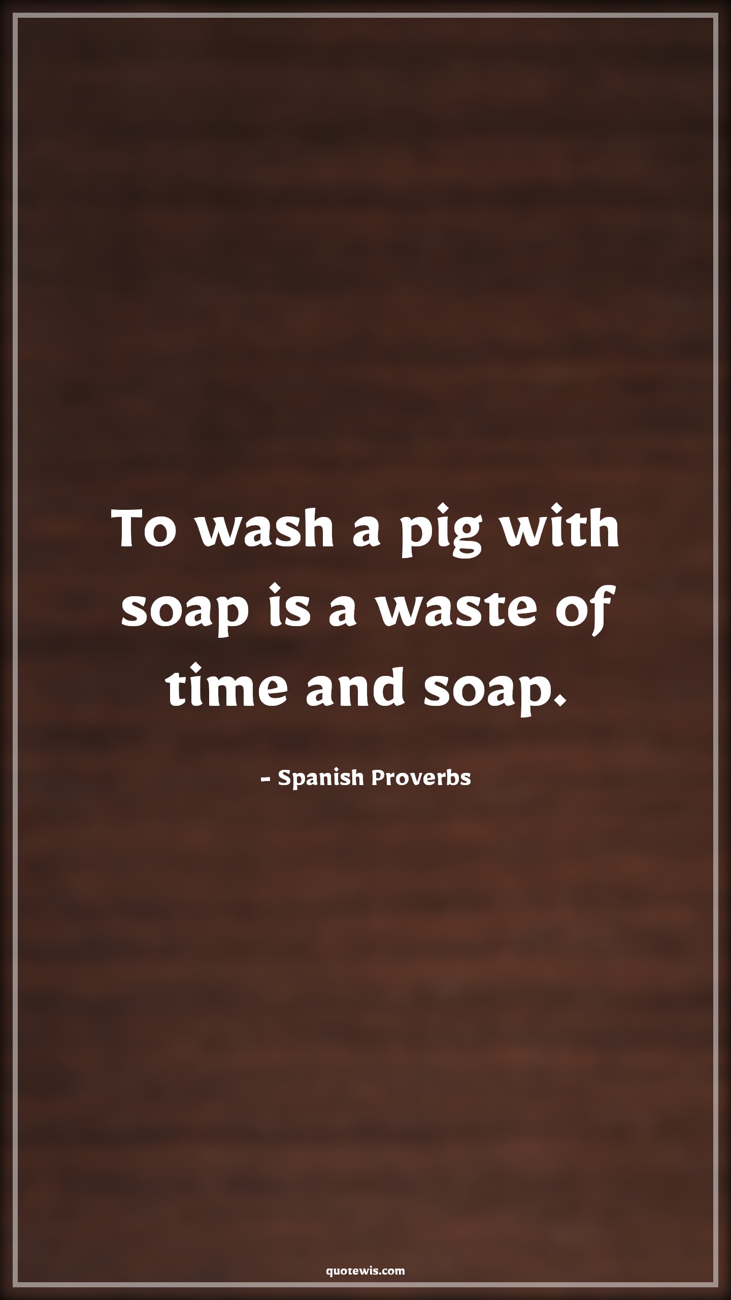 To wash a pig with soap is a waste of time and soap. - Spanish Proverbs Quotes | 