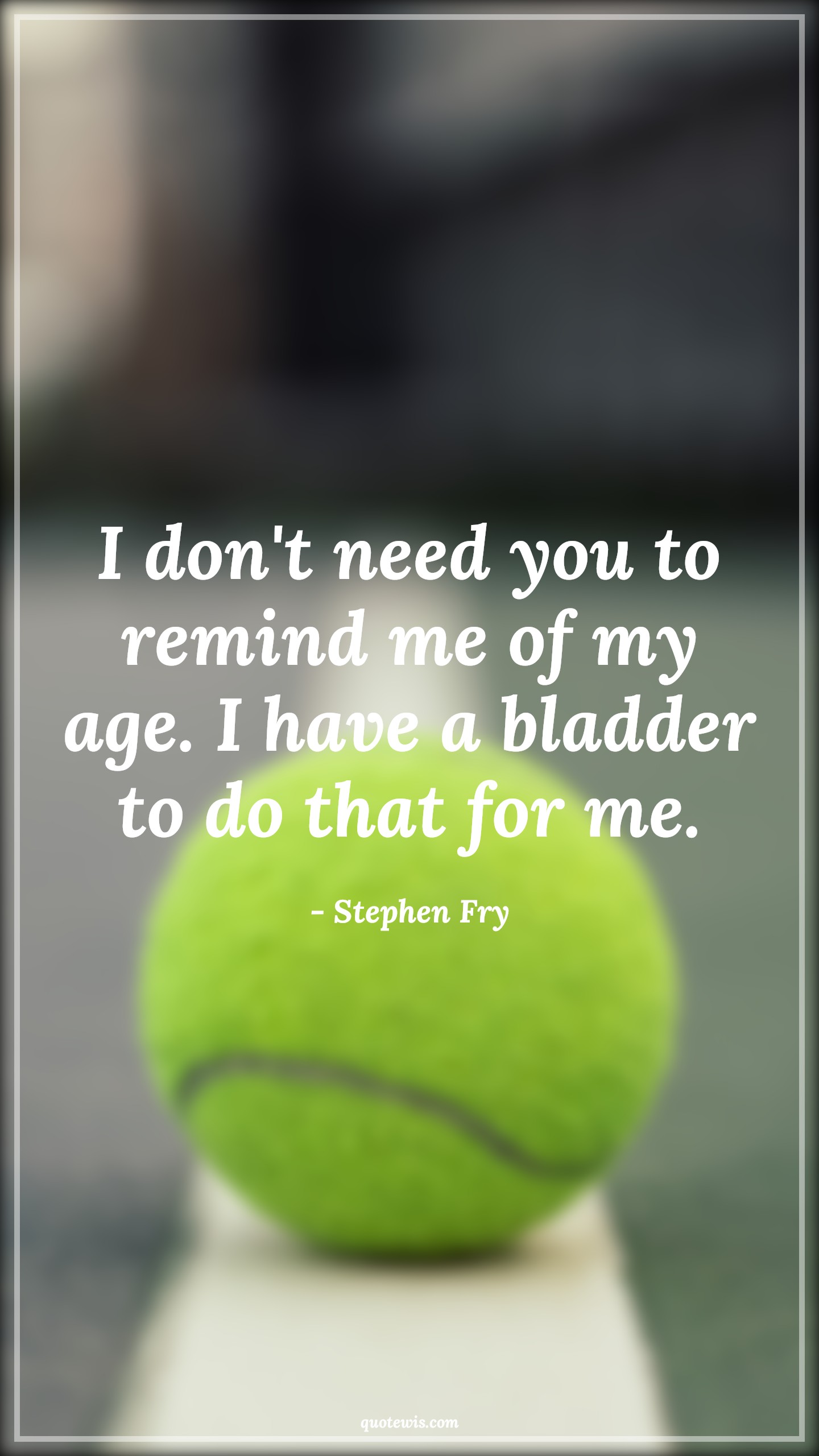 I don't need you to remind me of my age. I have a bladder to do that for me. - Stephen Fry Quotes |  Age Quotes,