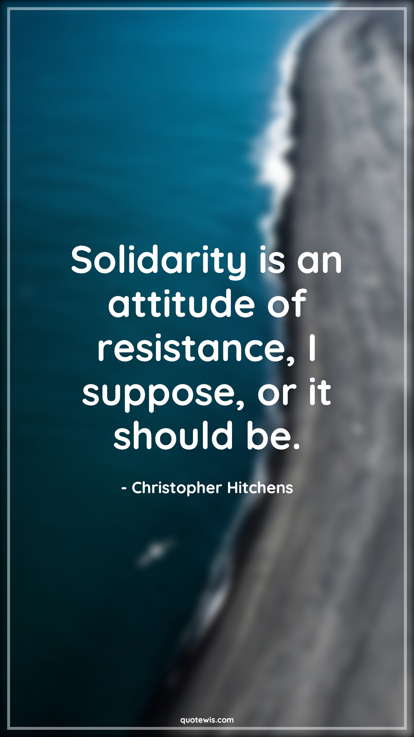 Solidarity is an attitude of resistance, I suppose, or it should be. - Christopher Hitchens Quotes |  Attitude Quotes,