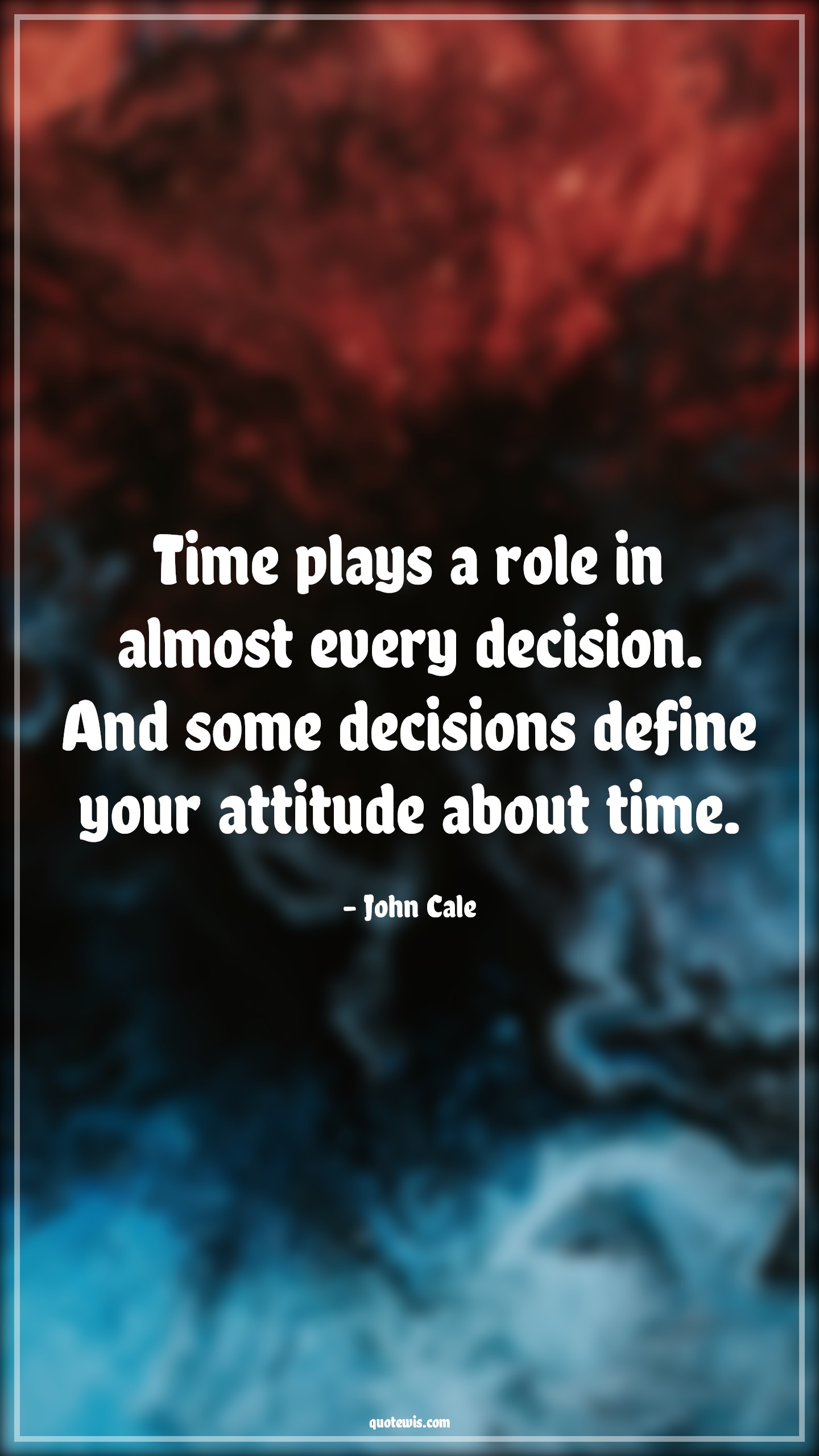Time plays a role in almost every decision. And some decisions define your attitude about time. - John Cale Quotes |  Attitude Quotes,