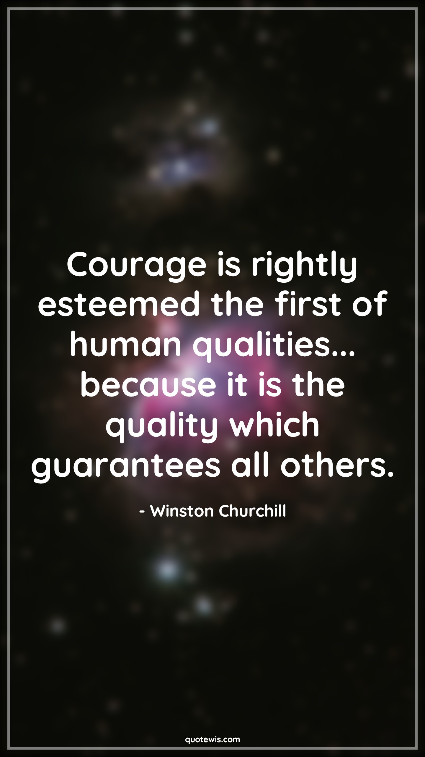Courage is rightly esteemed the first of human qualities... because it is the quality which guarantees all others. - Winston Churchill Quotes |  Courage Quotes,