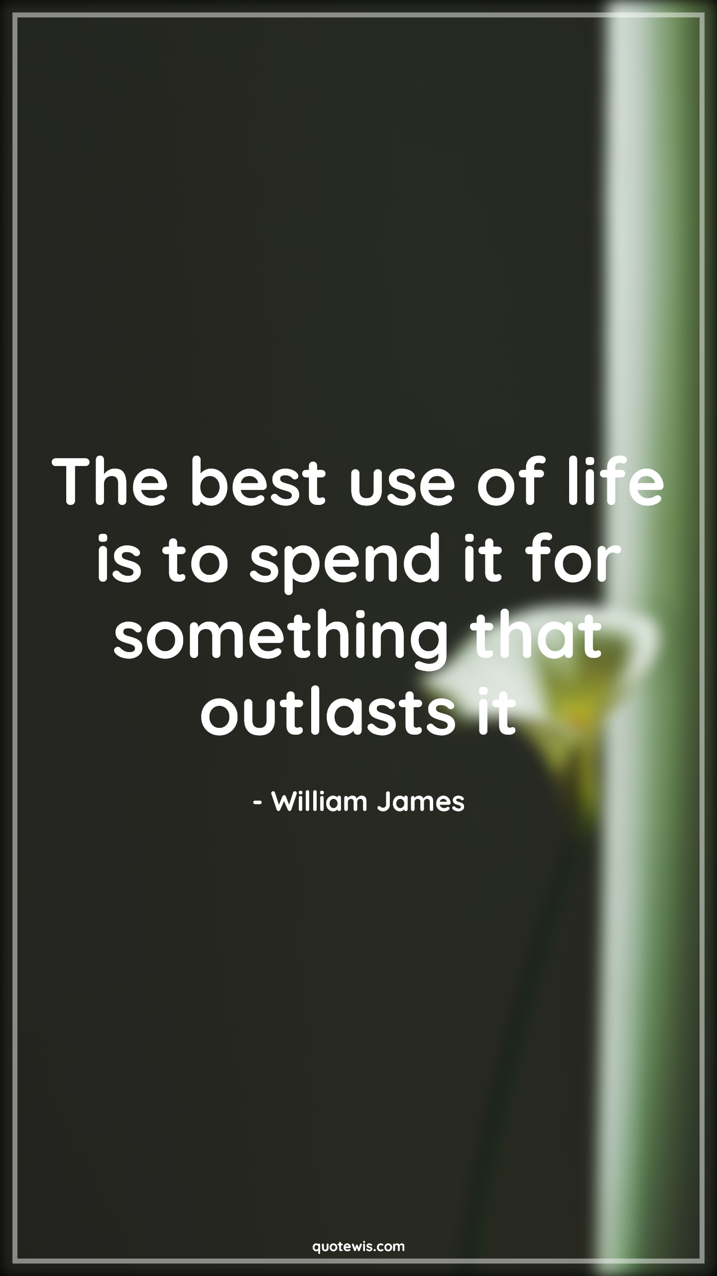 The best use of life is to spend it for something that outlasts it - William James Quotes | 