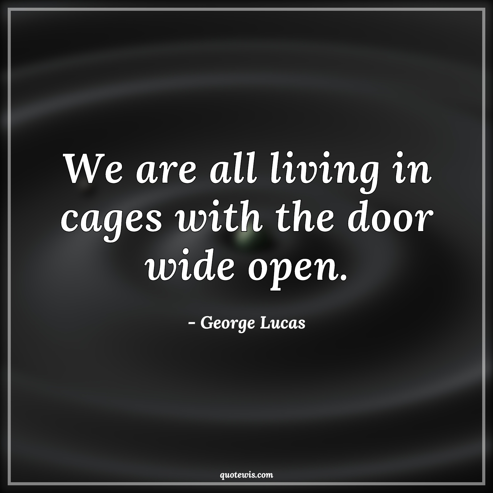 We are all living in cages with the door wide open. - George Lucas Quotes |  Freedom Quotes, Short freedom Quotes, Living Quotes, Cage Quotes, Open Quotes,