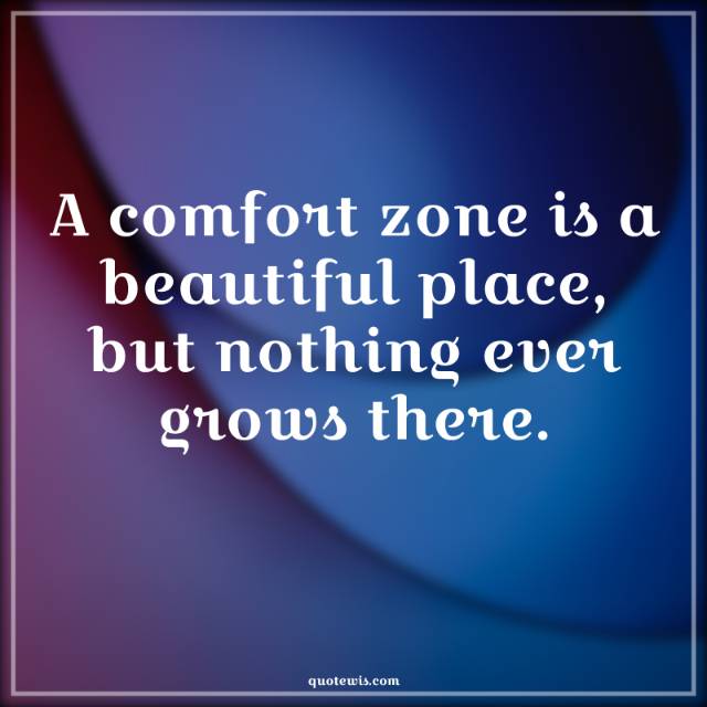 A comfort zone is a beautiful place, but nothing ever grows there.