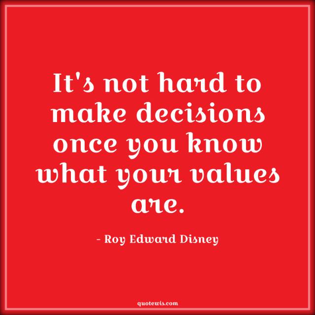 It's not hard to make decisions once you know what your values are.