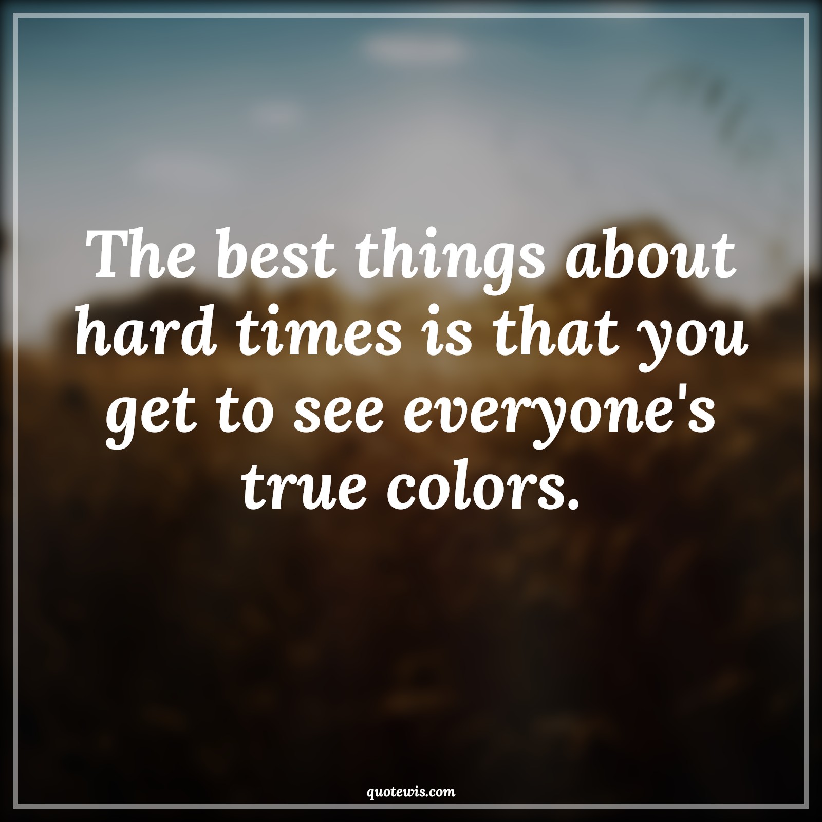 The best things about hard times is that you get to see everyone's true colors. - Anonymous Quotes | 
