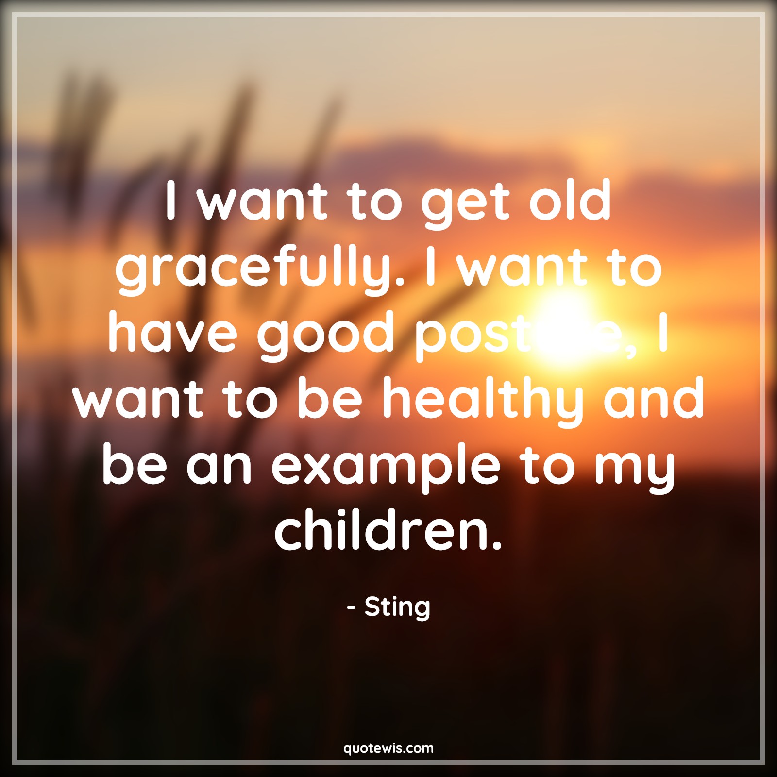 I want to get old gracefully. I want to have good posture, I want to be healthy and be an example to my children. - Sting Quotes |  Age Quotes,