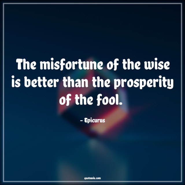 The misfortune of the wise is better than the prosperity of the fool. 