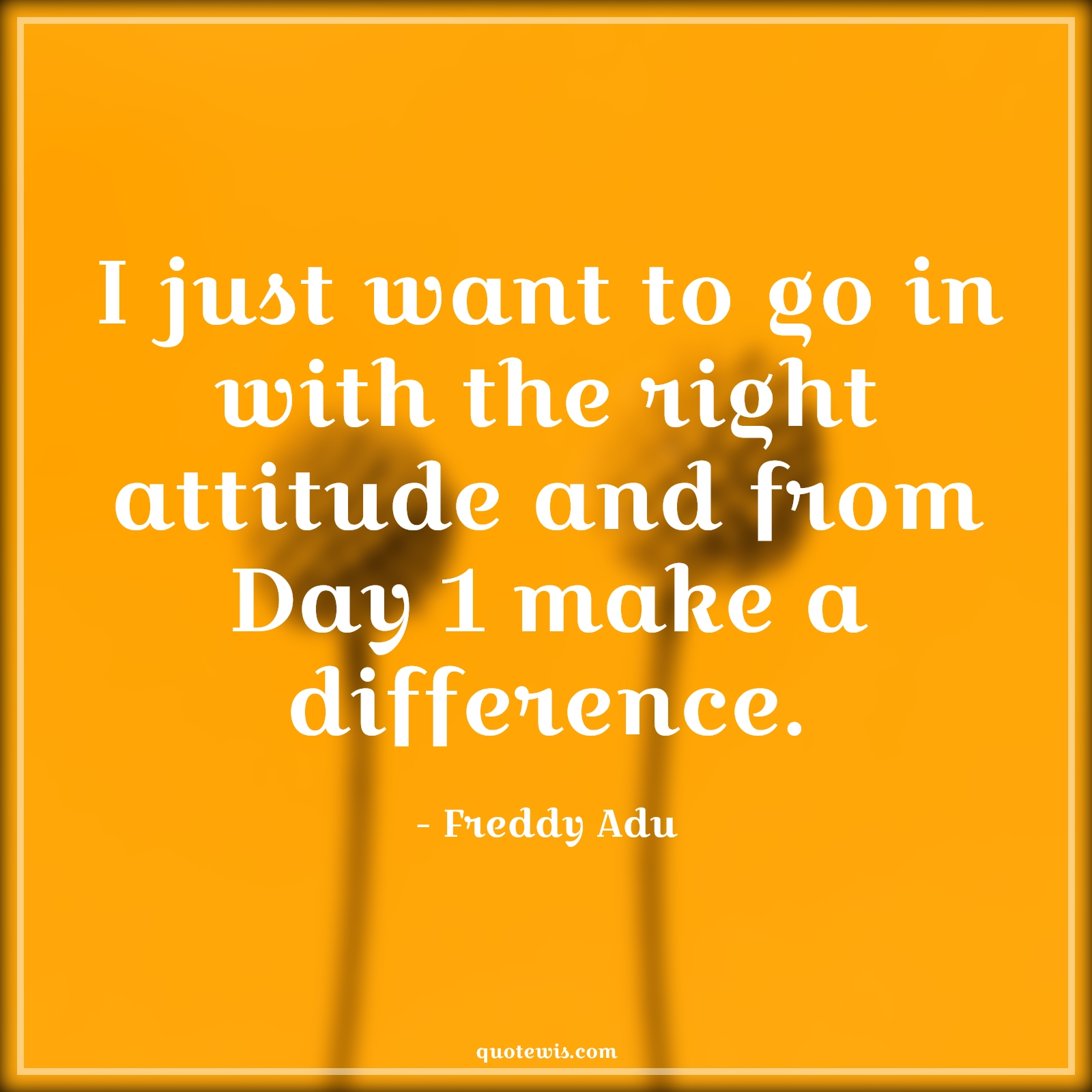 I just want to go in with the right attitude and from Day 1 make a difference. - Freddy Adu Quotes |  Attitude Quotes,