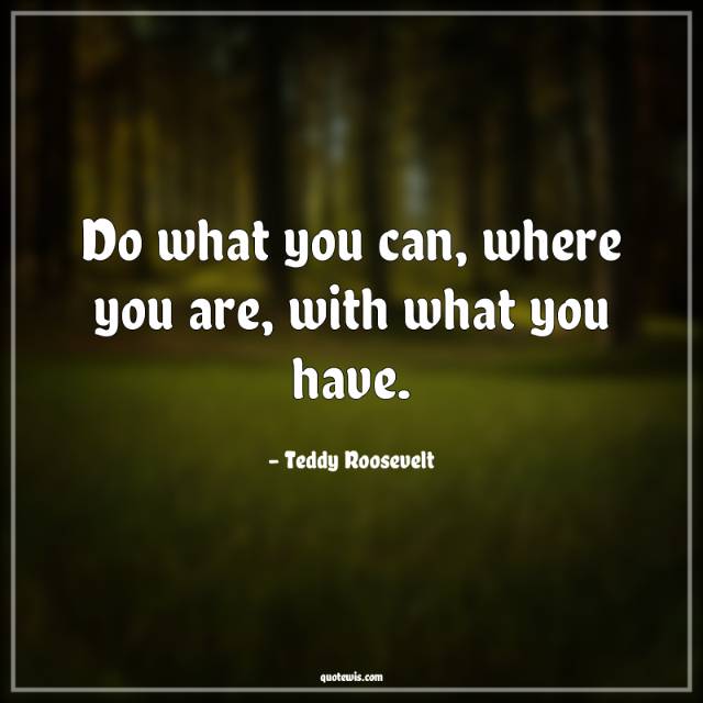 Do what you can, where you are, with what you have.